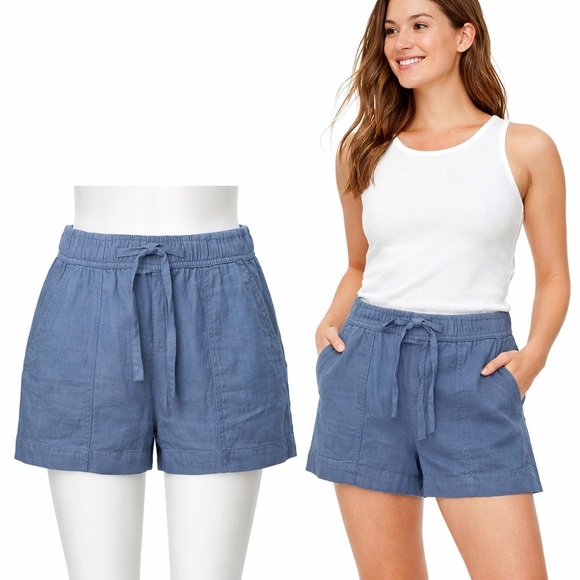 LOFT Pants - LOFT Outlet Blue Linen Blend Drawstring Shorts | Casual Summer | Size S